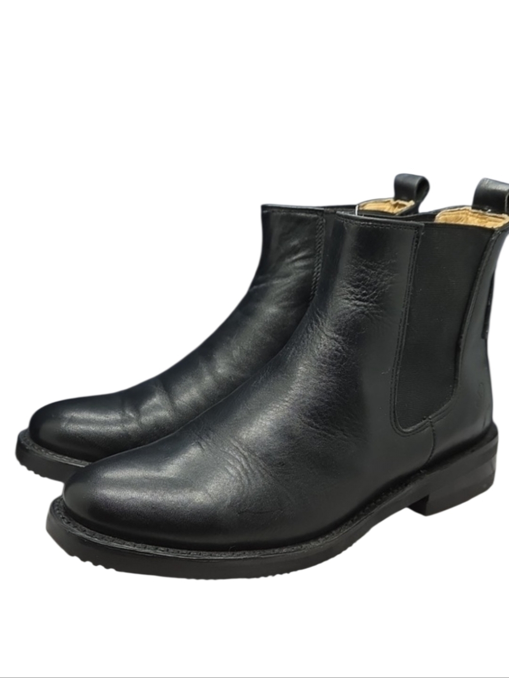 Sols Eryn Black Leather Chelsea Boots Women's 7‎